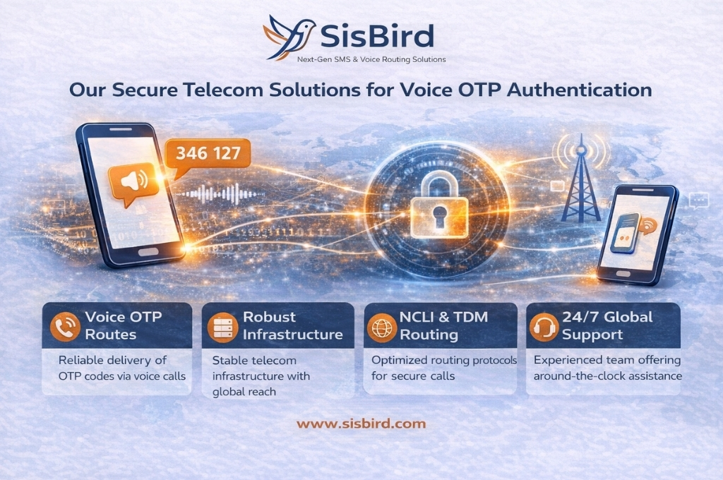 SisBird telecom infrastructure providing Voice OTP routing solutions for secure global authentication